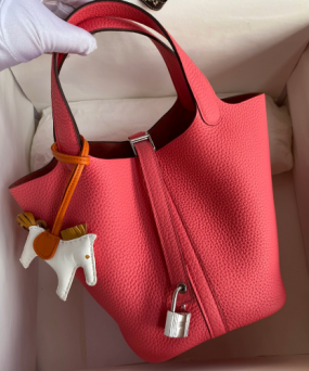 에르메스 피코탄 락22 립스틱 핑크 은장 소가죽